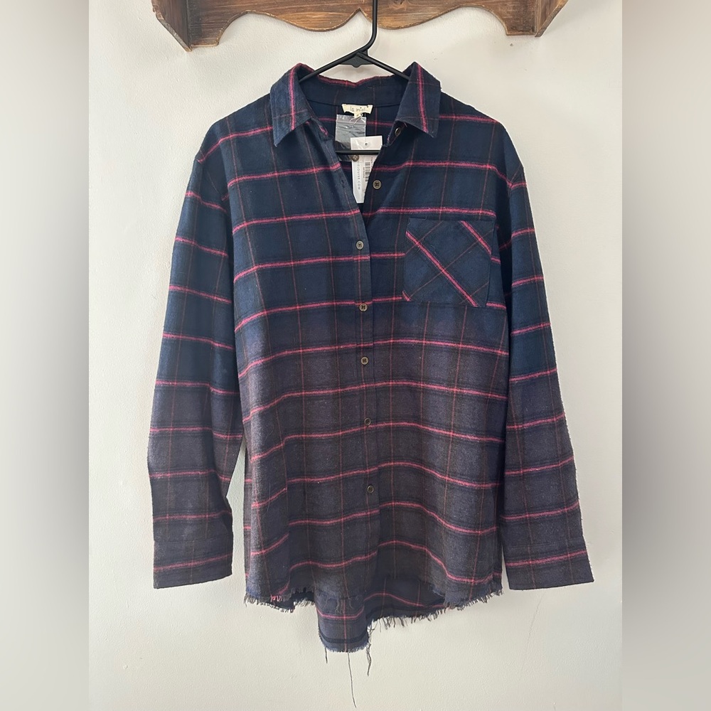 LA MIEL Dark Plaid Button-Up Shirt